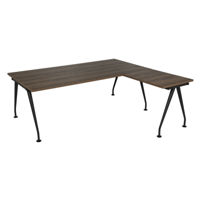 Bureau droit avec retour C&C 200x100+80x60 cm structure antracite/ plateau avrupa