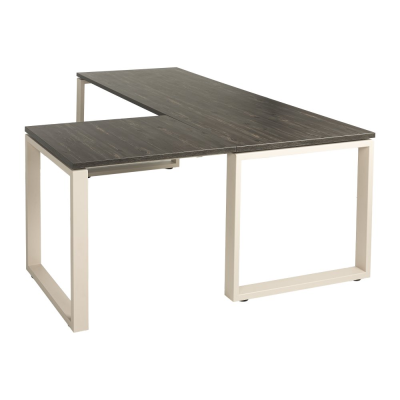 Bureau droit avec retour MILO O 180x80+80x60 cm structure ivory/ plateau rebab