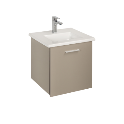 Pack Lavabo PALM blanc 50x40 cm avec meuble Gris brillant 1 porte sans poignée