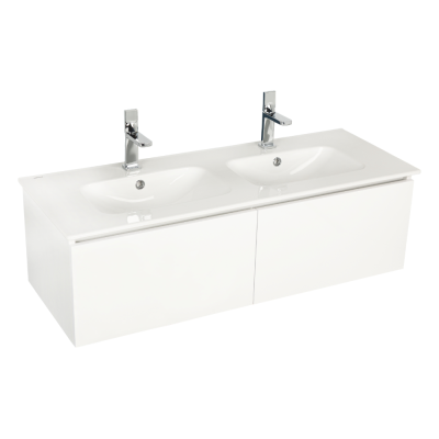 Pack Lavabo double AREA Blanc 121 cm avec meuble AREA deep white 2 tiroir