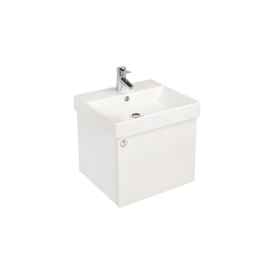 Pack lavabo NOVELDA PLUS  50x45 cm avec meuble deep white 1 porte push 50 cm
