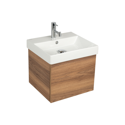 Pack lavabo NOVELDA PLUS  50x45 cm avec meuble bois mat 1 porte push