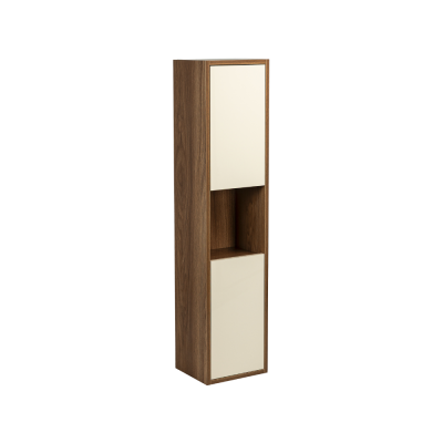 Armoire suspendue VISTA Bois Hazar Brillant 2 portes 1 niche 130x30x25 cm - portes à compléter