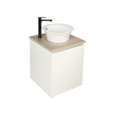 Meuble posé STORA blanc avec plateau cappuccino 55x55x70 cm