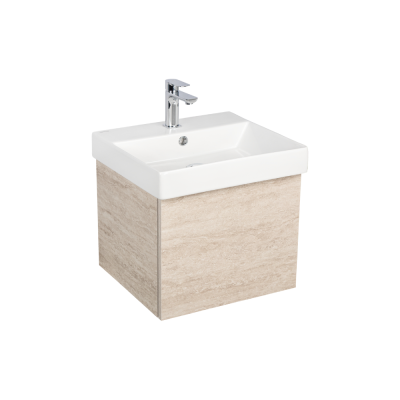 Pack lavabo NOVELDA PLUS 50x45 cm avec meuble travertin 1 porte push