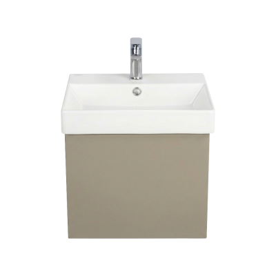 Pack Lavabo NOVELDA PLUS blanc 50X45 cm avec meuble grège brillant 1 porte push