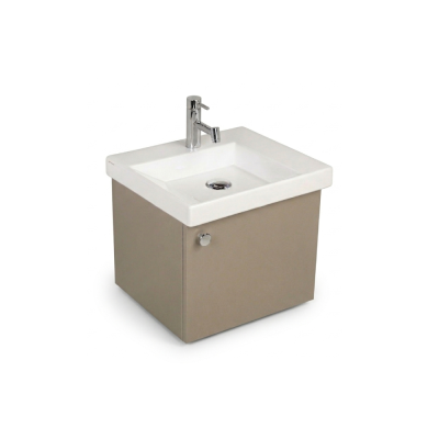 Pack Lavabo VISTA blanc 50x43 gris brillant 1 porte poignée chromée