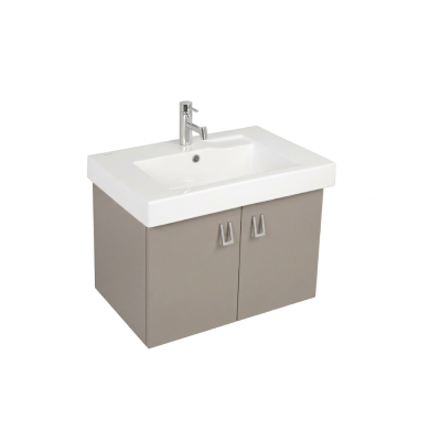 Pack lavabo LINHA 60x45 avec meuble grège brillant dos droit 2 portes