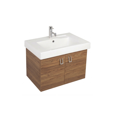 Pack lavabo LINHA 80x45 avec meuble bois brillant dos droit 2 portes