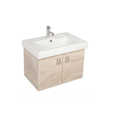 Pack lavabo LINHA 90x45 avec meuble travertin dos droit 2 portes