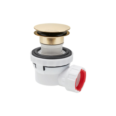 Bonde lavabo Quick-Clac NANO 6.7 Doré D32mm avec siphon ultra compact