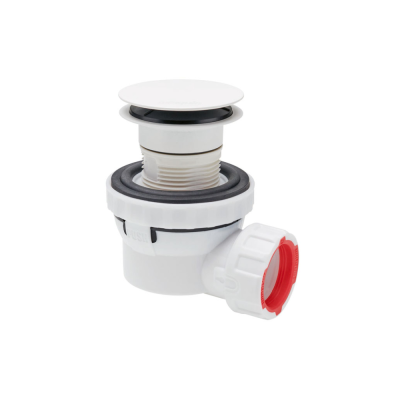 Bonde lavabo Quick-Clac NANO 6.7 Blanc D32mm avec siphon ultra compact