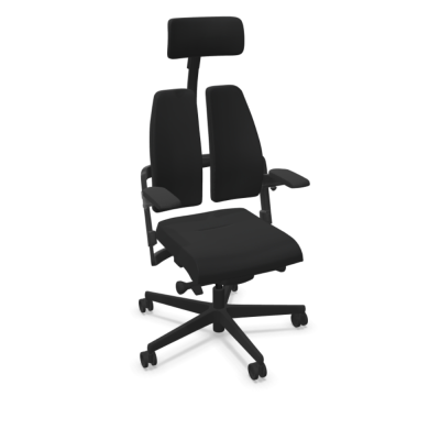 Fauteuil de direction XILIUM Noir DUO-BACK avec repose-tête 2D et accoudoirs 3D