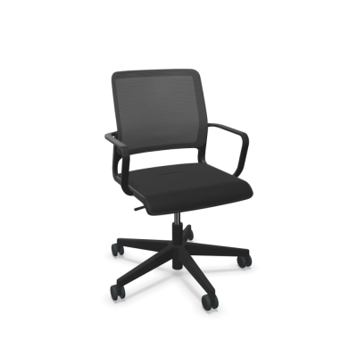 Siège visiteur XILIUM Noir avec accoudoirs fixes et roulettes