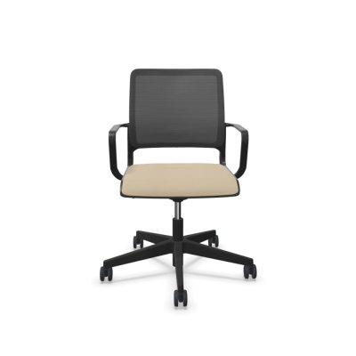 Siège visiteur XILIUM Beige avec accoudoirs fixes et roulettes