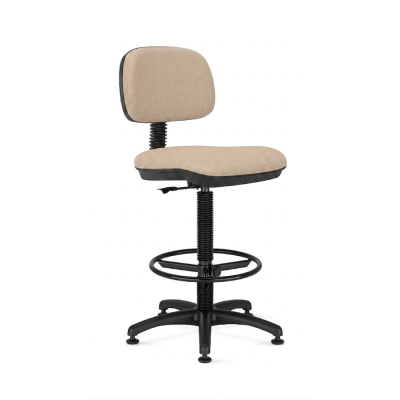 Tabouret réglable SENIOR Taupe à roulettes, avec dossier et base annulaire