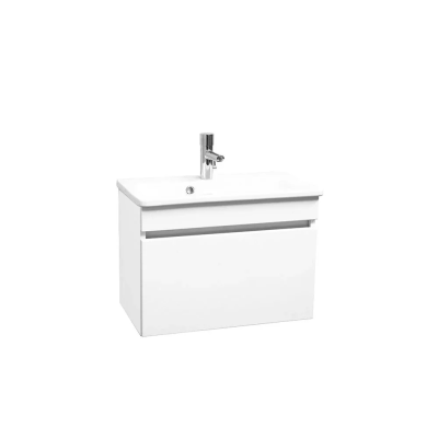 Pack lavabo LOOK blanc 63x36 cm avec meuble deep white 1 tiroir sans poignée 63 cm