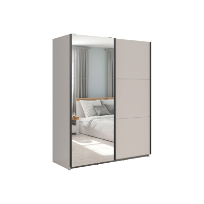 Dressing TETRIX cachemire 1 porte miroir 1 porte cachemire 153x195,5x60 cm