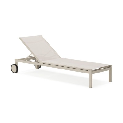 Chaise longue à roulettes en aluminium ROBIN Champagne