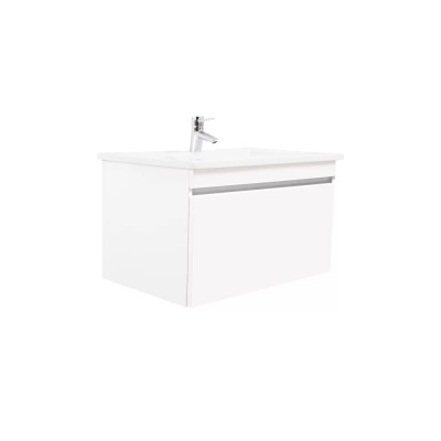 Pack Lavabo PALM blanc 80x50 cm avec meuble deep white 1 tiroir sans poignée dos droit
