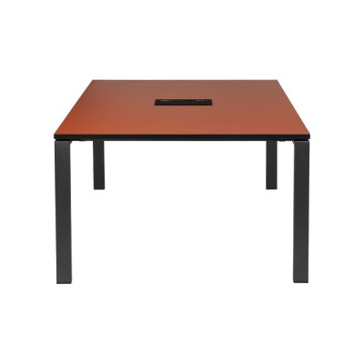 Table de réunion MILO 120x120 cm structure antracite/ plateau rouge paprika