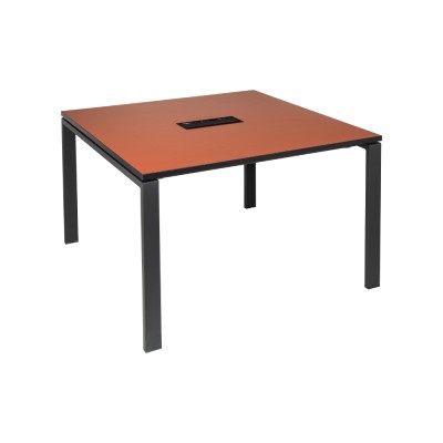 Table de réunion MILO 120x120 cm structure antracite/ plateau rouge paprika