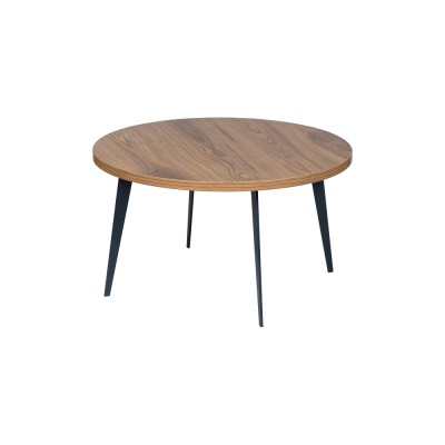 Table basse ronde TETI D70- H37cm structure bleu/ plateau bois UD