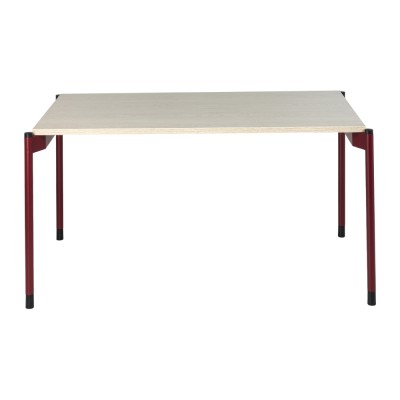 Bureau droit STILO 140x80 cm structure rouge bordeaux/ plateau chêne perla