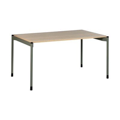 Bureau droit STILO 140x80 cm structure vert/ plateau chêne fil