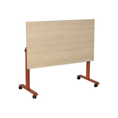 Bureau droit rabattable OLYMPIA 140x68 cm structure cuivre/ plateau chêne fil