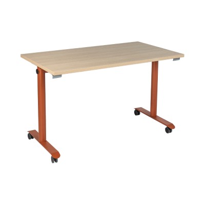 Bureau droit rabattable OLYMPIA 120x68 cm structure cuivre/ plateau chêne fil