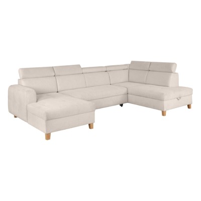 Canapé-lit angle gauche SARAGOSSA chenille beige KANSAS_4 avec rangement