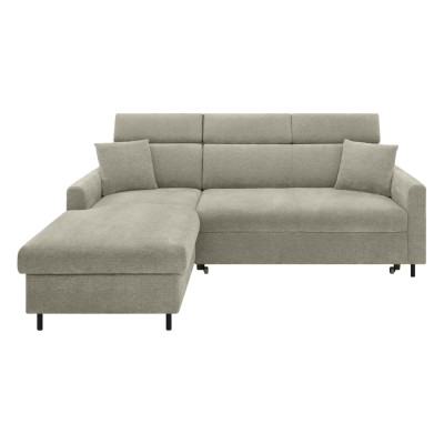 Canapé-lit angle gauche VERDE chenille gris clair OTTO_55 avec rangement