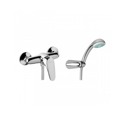 Mitigeur de douche laiton CETUS BASIC chromé avec douchette flexible et support réglable