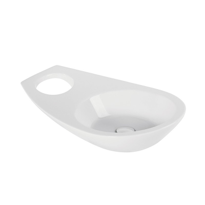 Vasque à poser céramique JOIN blanc avec porte serviette 61x41 cm