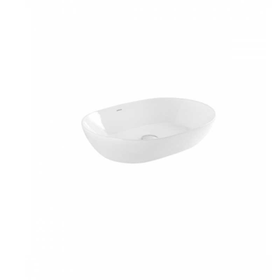 Vasque à poser céramique SANLIFE blanc oval sans trou pour robinet 60x42x14.2 cm