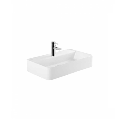 Lavabo suspendu porcelaine vitrifiée SANLIFE blanc rectangulaire avec trou pour robinet 60x35 cm