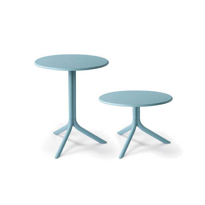 Table polypropylène et fibre de verre traité anti UV STEP Bleu celeste double hauteur 76-40x60 cm