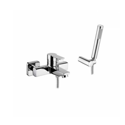 Mitigeur de bain et douche laiton MASTER 40 chromé avec douchette flexible et support de douche