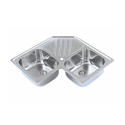 evier FARO 2 cuves angle 83X83 avec vidage et siphon