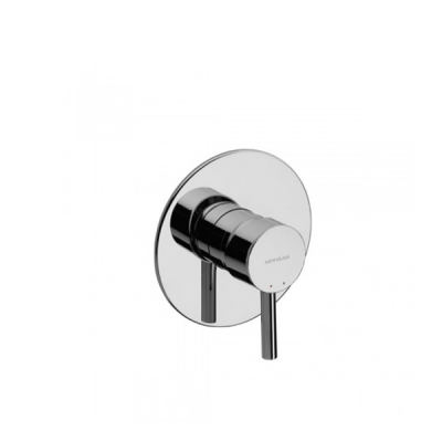 Mitigeur de douche laiton TUBE chromé encastrable 3 voies avec miroir rond